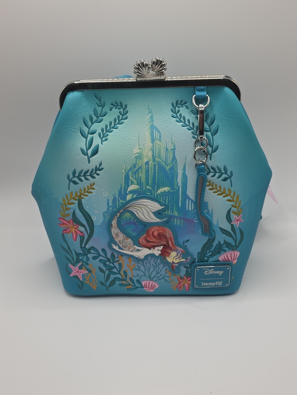 Loungefly Disney Teal Ariel Undersea Kiss Lock Backpack
